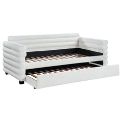 Cama de día tapizada Patricia Boucle con cama nido gris