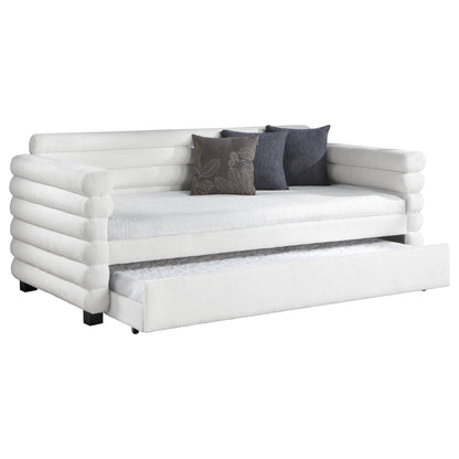 Patricia Boucle Upholstered Day Bed with Trundle Grey