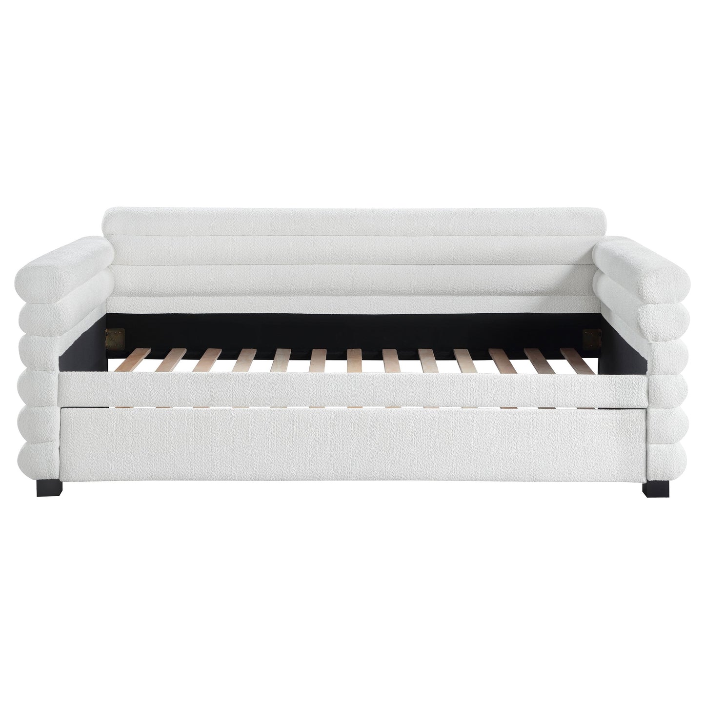 Patricia Boucle Upholstered Day Bed with Trundle Grey