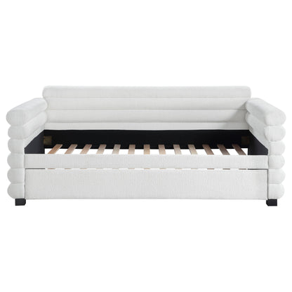 Patricia Boucle Upholstered Day Bed with Trundle Grey