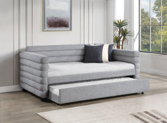 Cama de día tapizada Patricia Boucle con cama nido gris