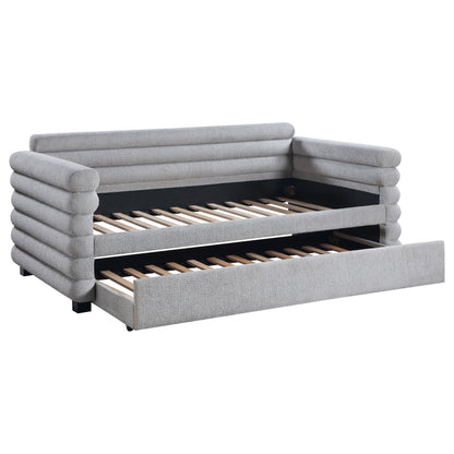 Patricia Boucle Upholstered Day Bed with Trundle Grey