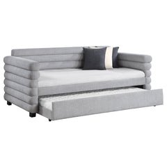 Cama de día tapizada Patricia Boucle con cama nido gris
