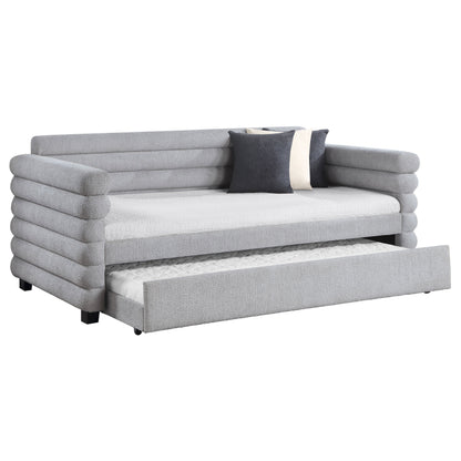 Patricia Boucle Upholstered Day Bed with Trundle Grey