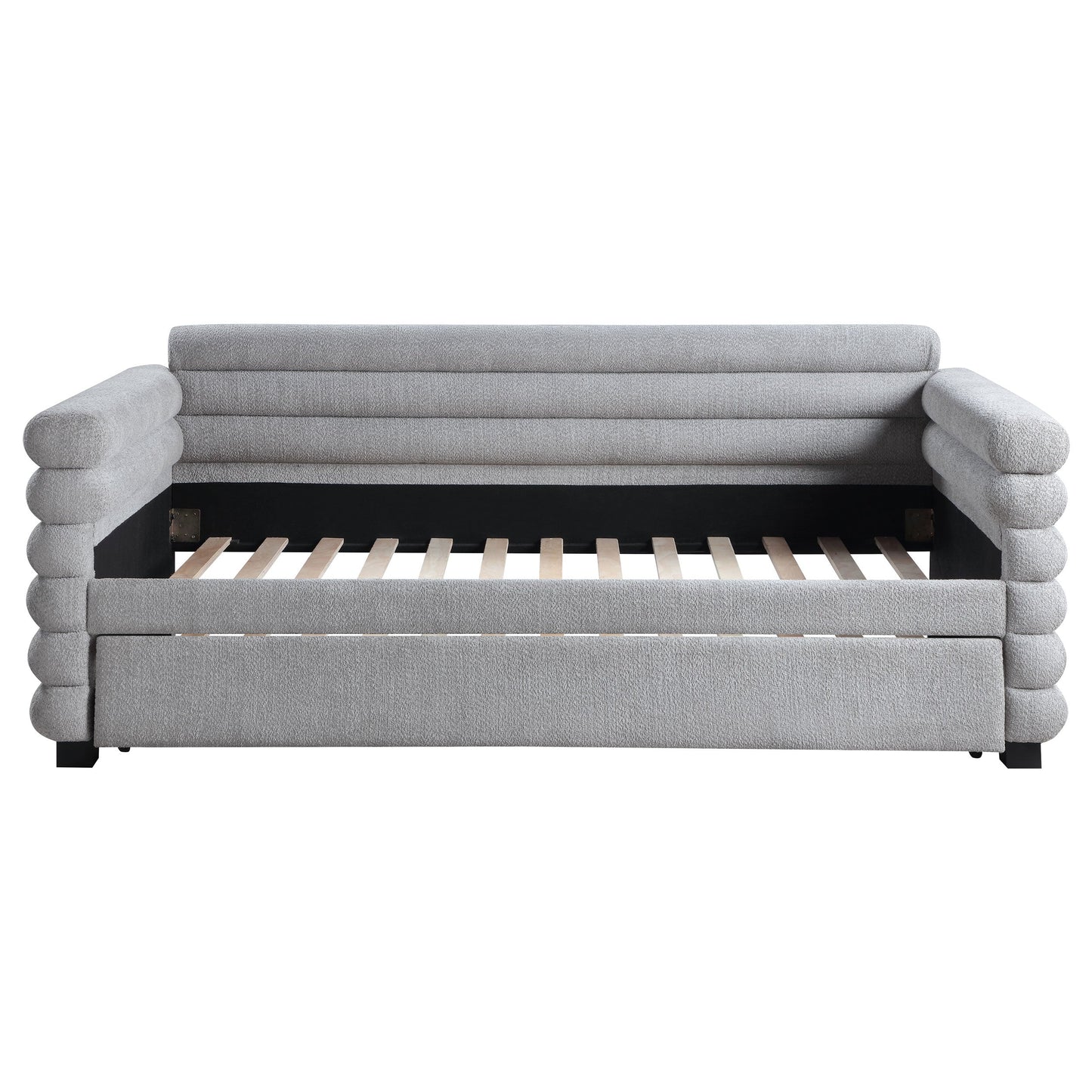 Patricia Boucle Upholstered Day Bed with Trundle Grey