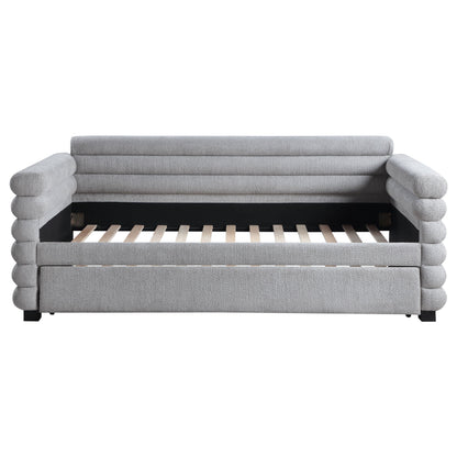 Patricia Boucle Upholstered Day Bed with Trundle Grey