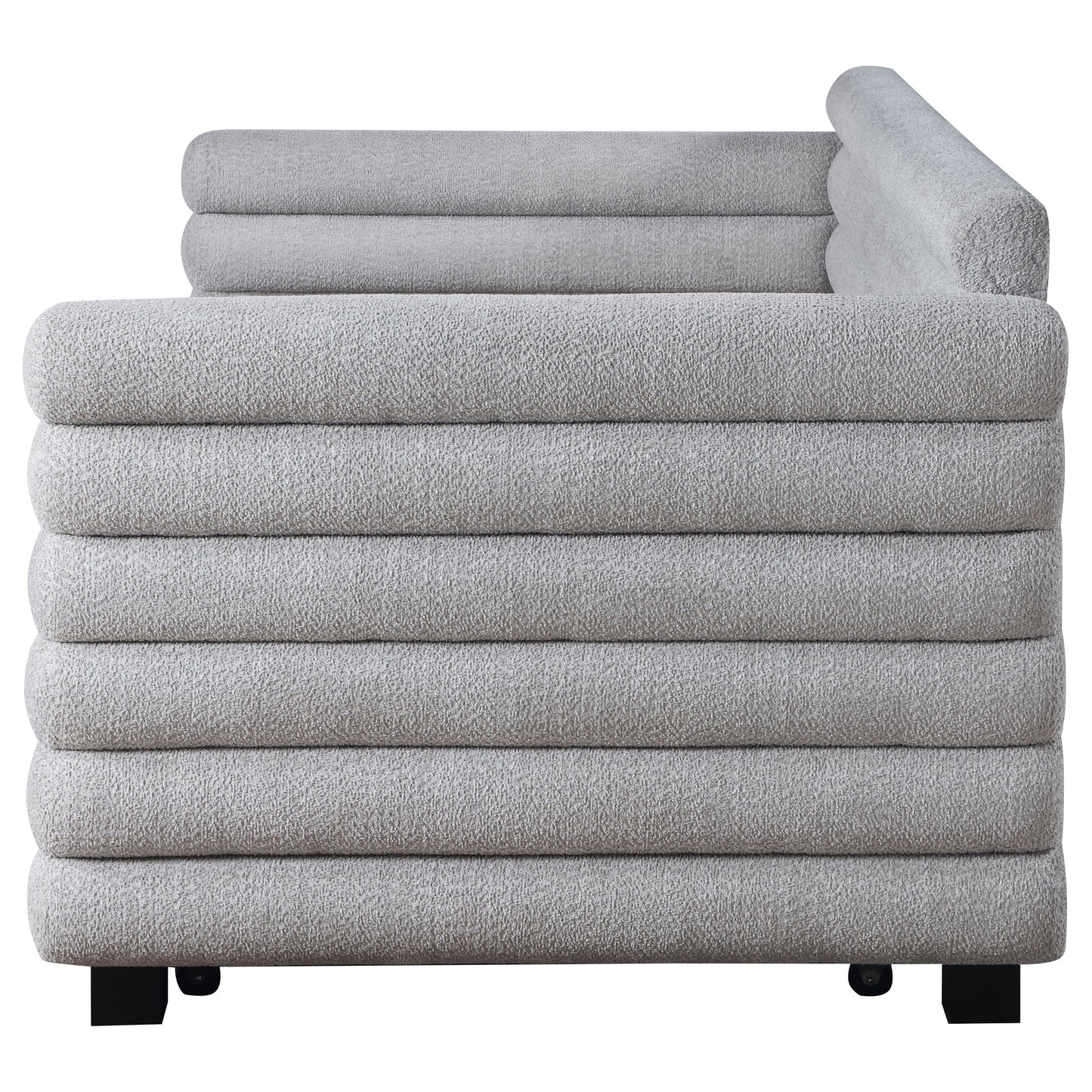 Patricia Boucle Upholstered Day Bed with Trundle Grey