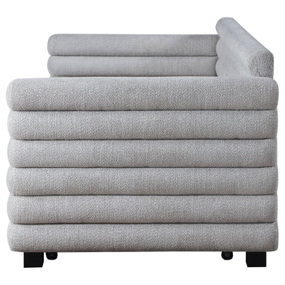 Patricia Boucle Upholstered Day Bed with Trundle Grey