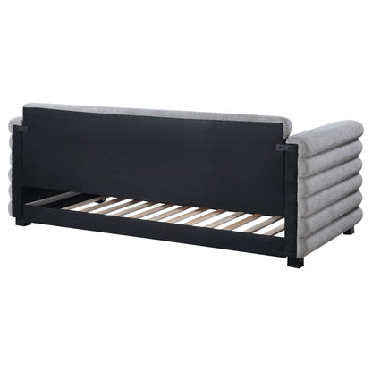 Patricia Boucle Upholstered Day Bed with Trundle Grey