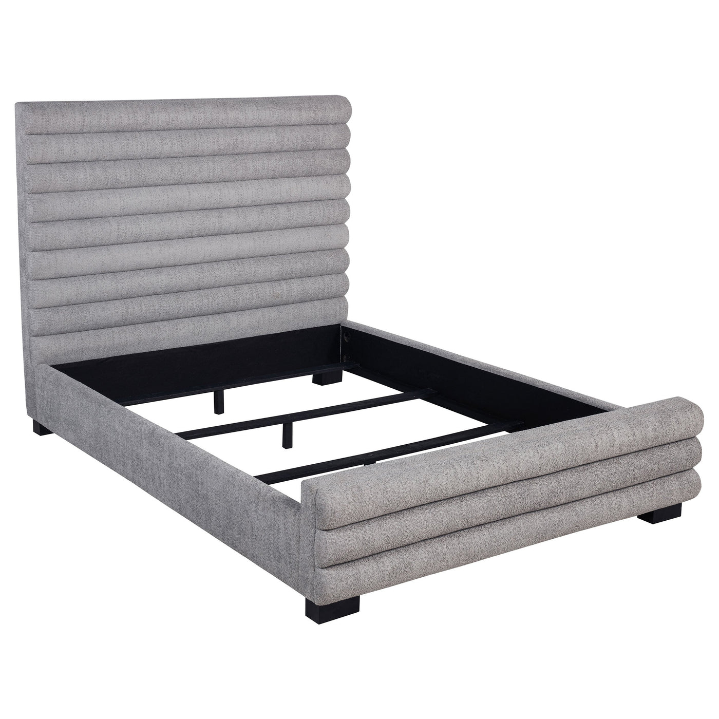 Cama Patricia de 58 pulgadas tapizada en bouclé gris