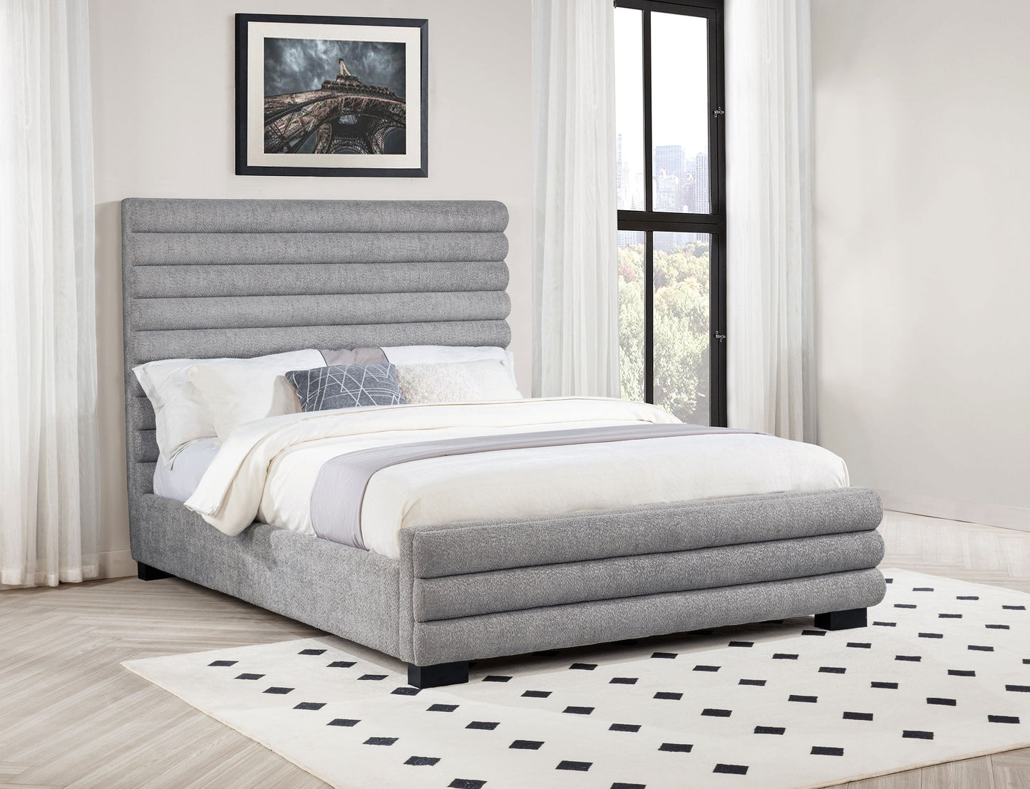 Patricia 58-inch Boucle Upholstered  Bed Grey