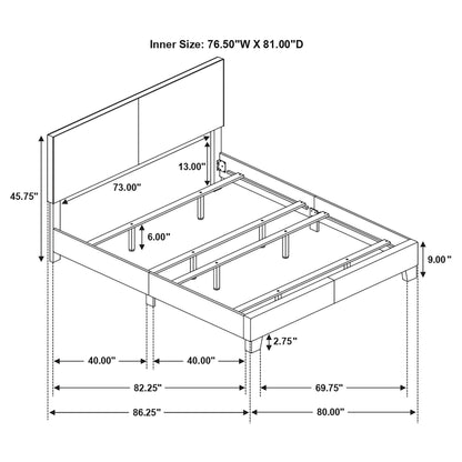 Cama tapizada en tela Dorian color crema