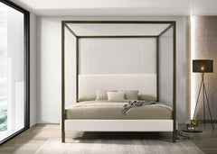 Cama con dosel tapizada Monroe color vainilla