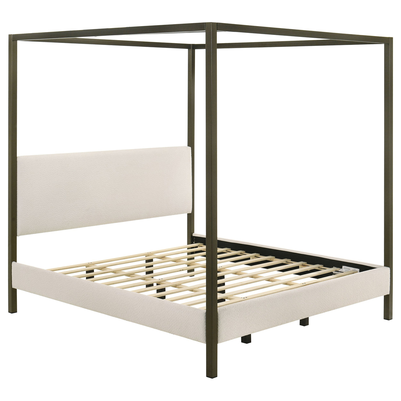 Cama con dosel tapizada Monroe color vainilla