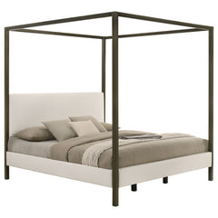 Cama con dosel tapizada Monroe color vainilla