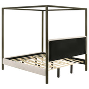 Cama con dosel tapizada Monroe color vainilla