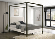 Cama con dosel tapizada Monroe color vainilla