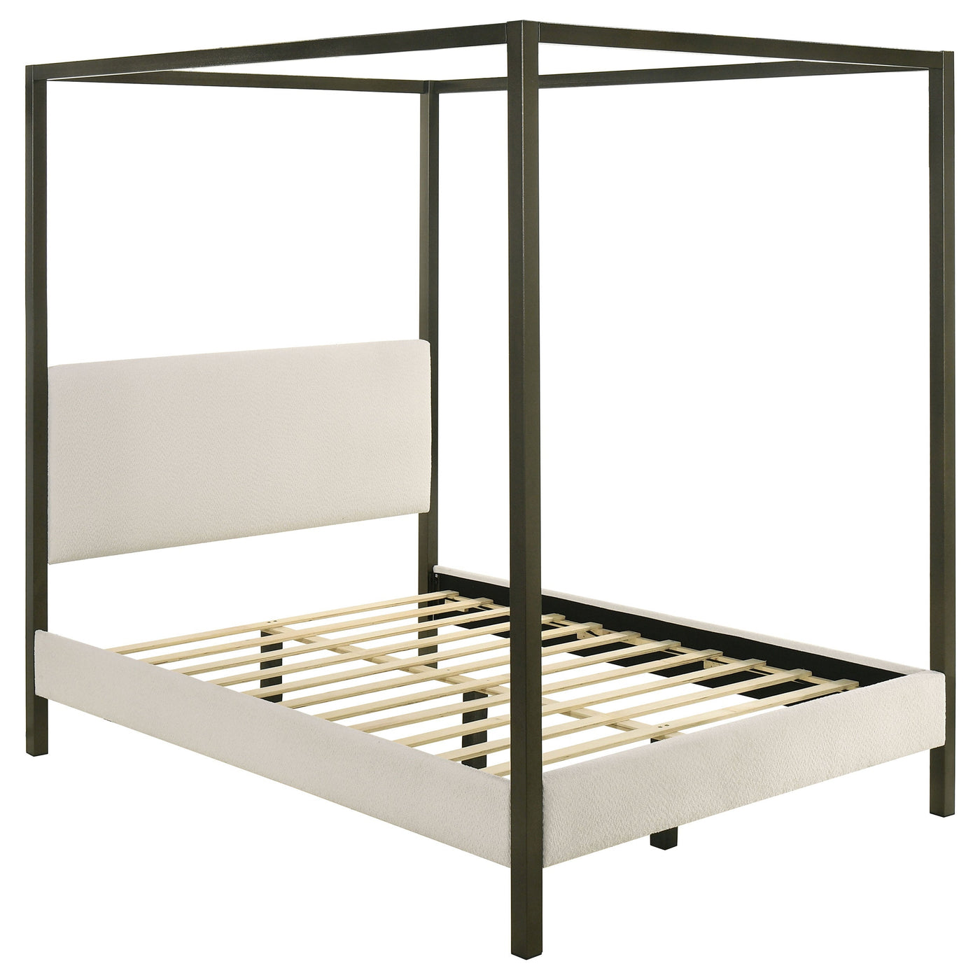 Cama con dosel tapizada Monroe color vainilla
