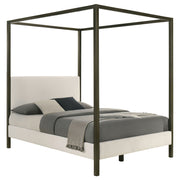 Cama con dosel tapizada Monroe color vainilla