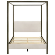Cama con dosel tapizada Monroe color vainilla
