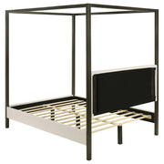 Cama con dosel tapizada Monroe color vainilla