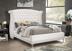 Cama Barzini tapizada con respaldo alto, color negro