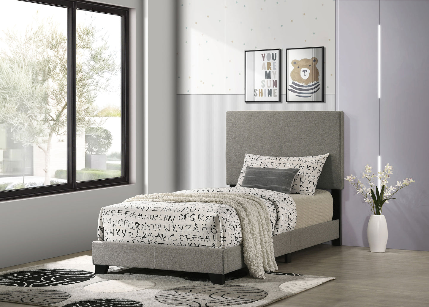 Dorian Fabric Upholstered Panel Bed Taupe