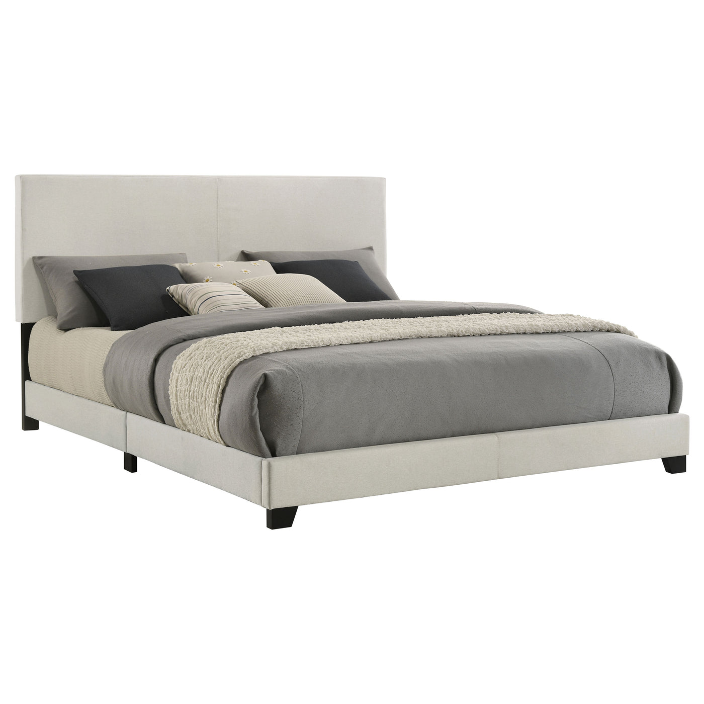 Dorian Fabric Upholstered  Panel Bed Cream