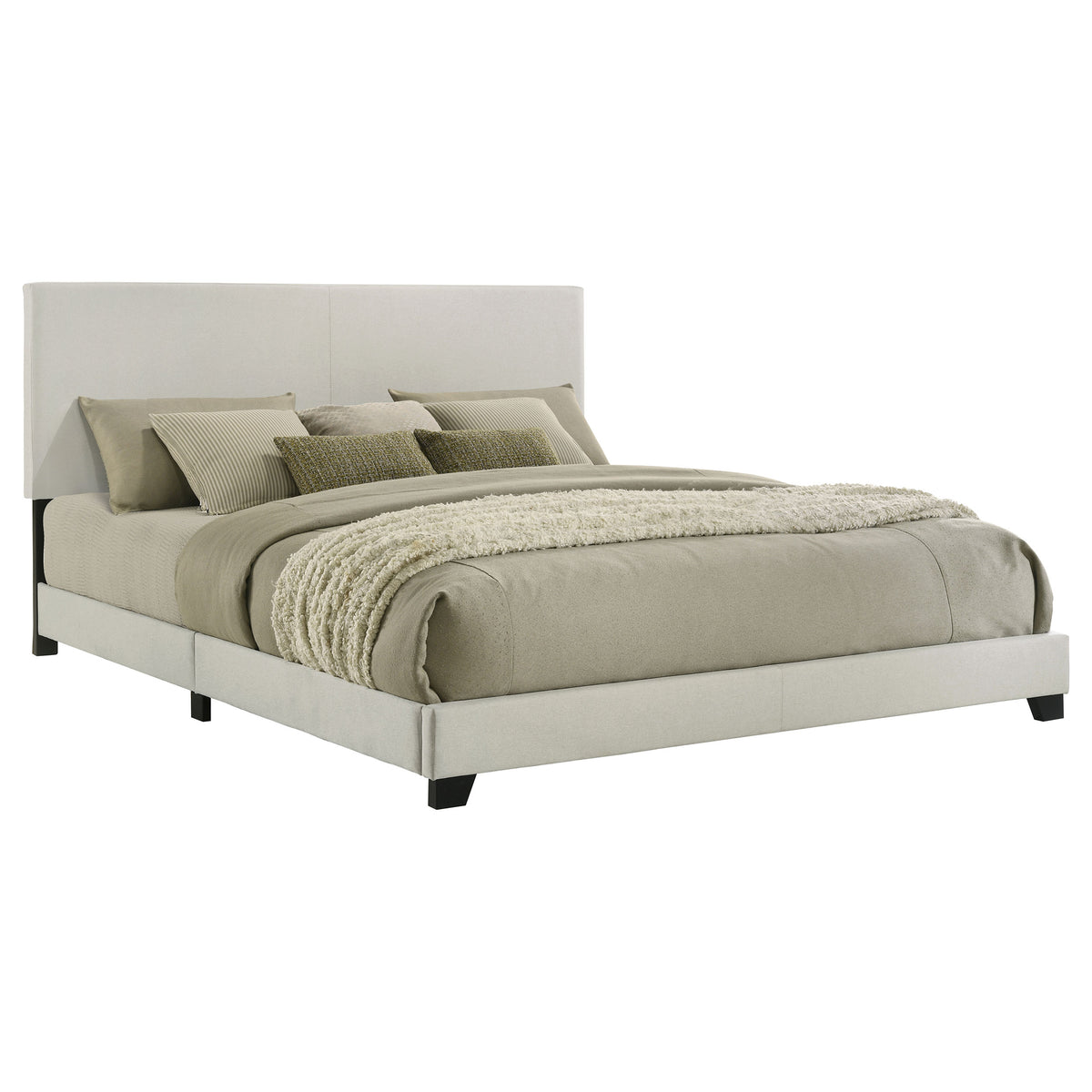 Dorian Fabric Upholstered  Panel Bed Cream