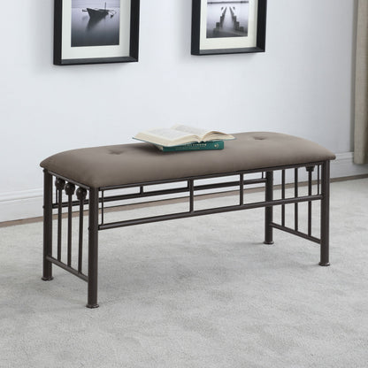 Livingston Microfiber Upholstered Bench Brown and Bronze