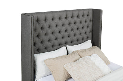 Bancroft Upholstered  Wingback Bed Grey