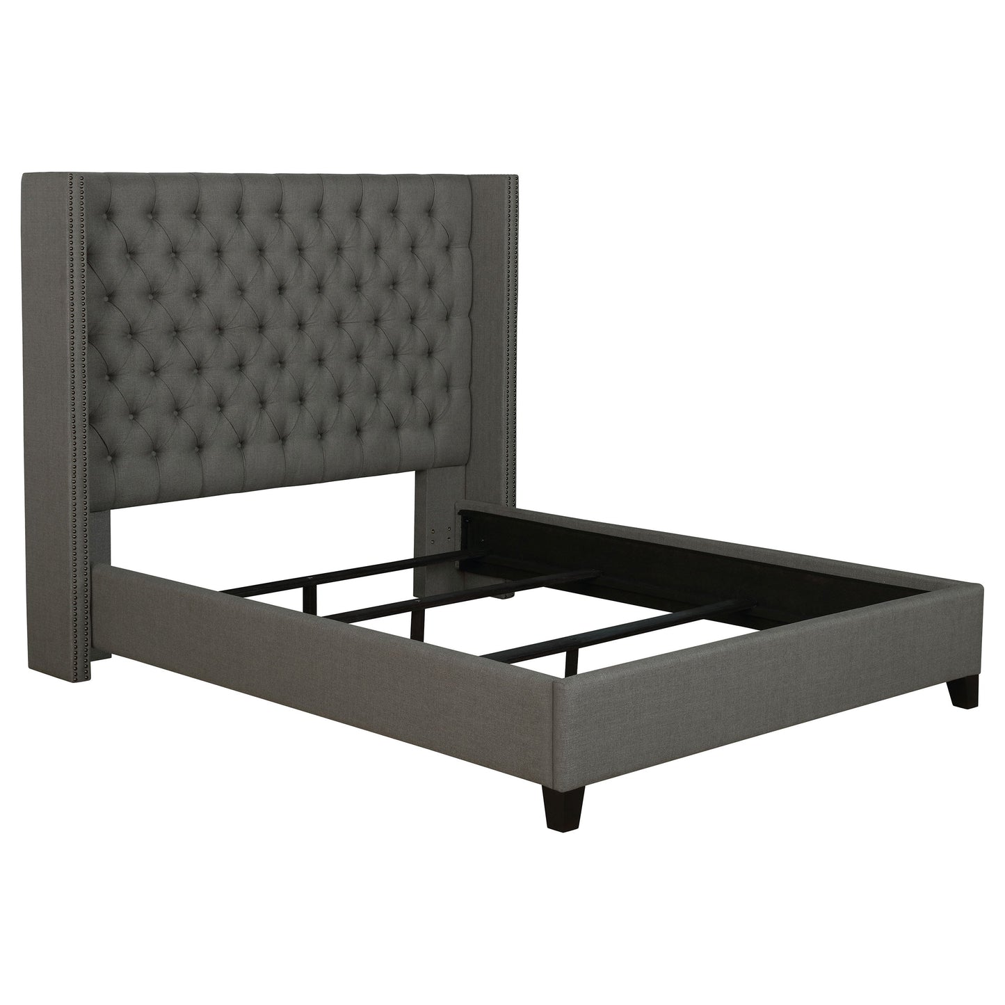Bancroft Upholstered  Wingback Bed Grey