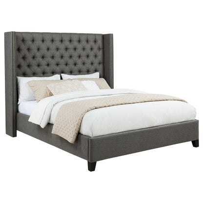 Bancroft Upholstered  Wingback Bed Grey