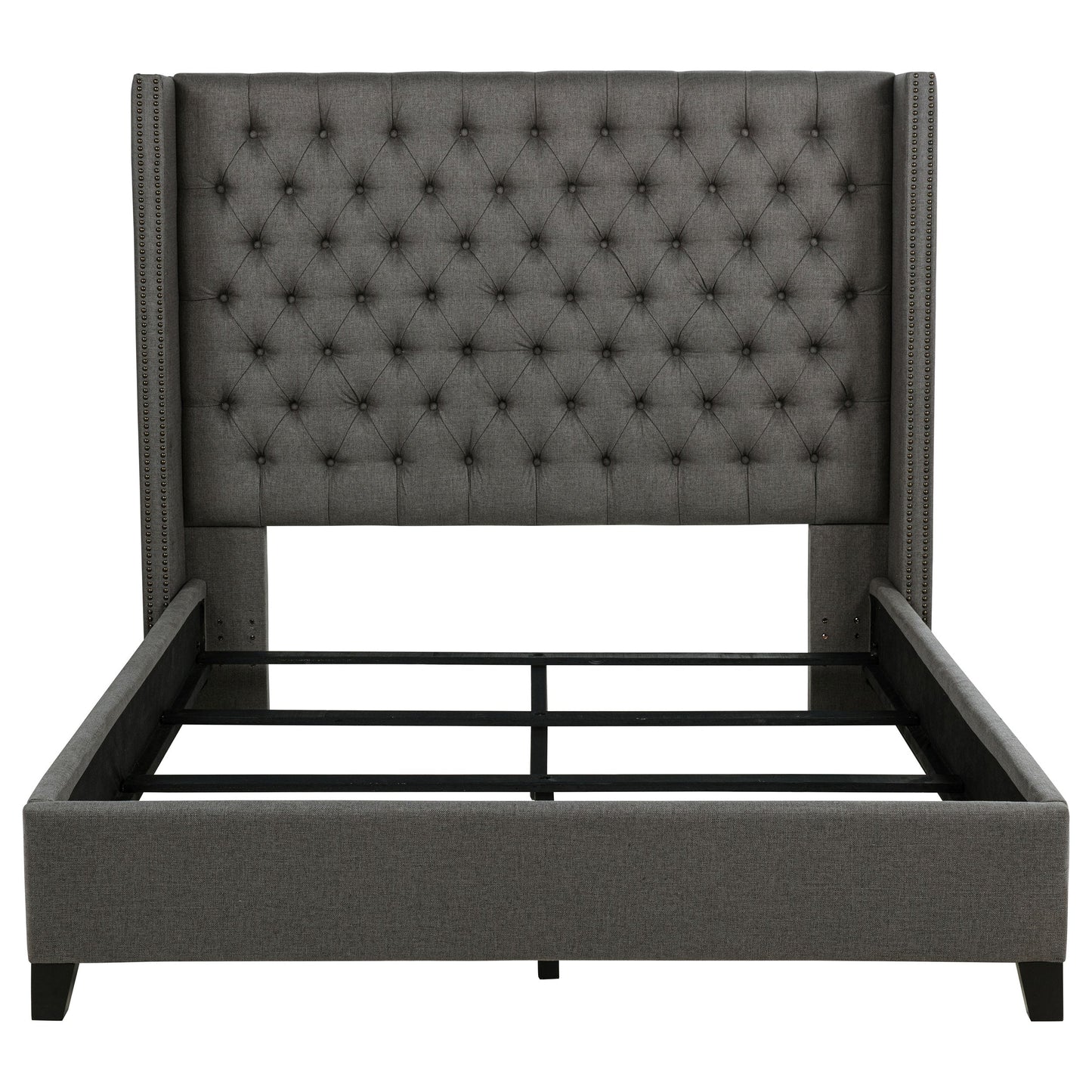 Bancroft Upholstered  Wingback Bed Grey