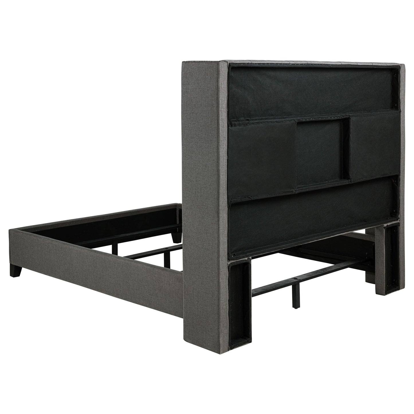 Bancroft Upholstered  Wingback Bed Grey