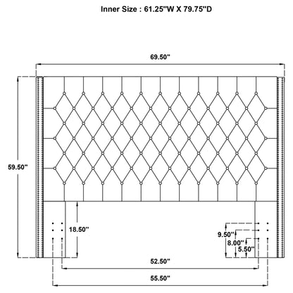 Bancroft Upholstered  Wingback Headboard Grey
