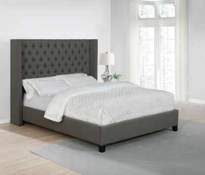 Bancroft Upholstered  Wingback Bed Grey