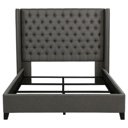 Bancroft Upholstered  Wingback Bed Grey