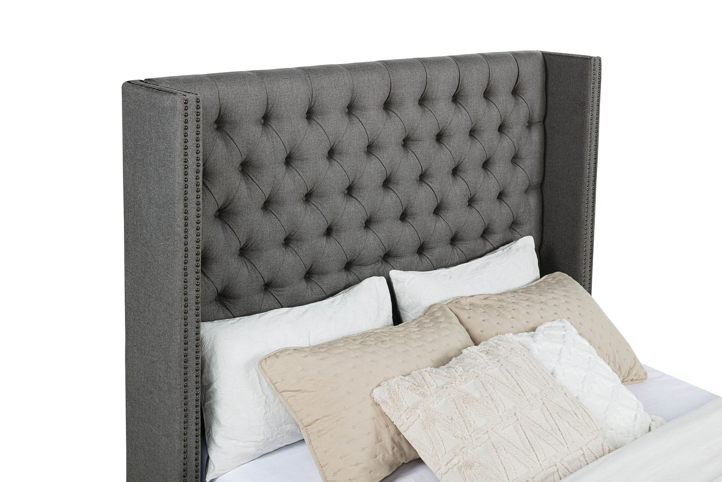 Bancroft Upholstered Wingback Bed Grey