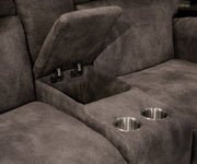 Tranquility Pewter Grey Lay Flat Reclining Loveseat With Console