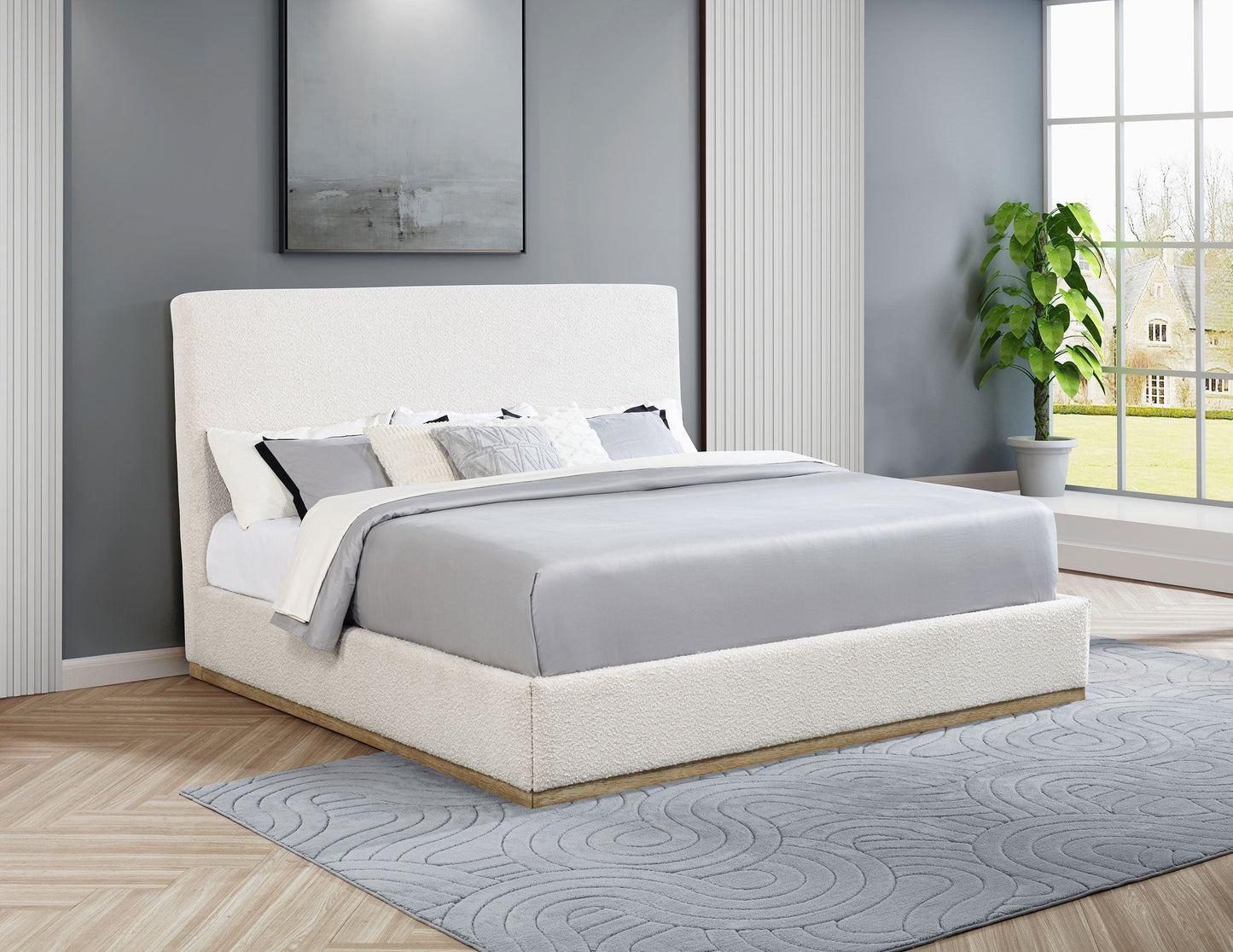 Cama tapizada Knox color crema