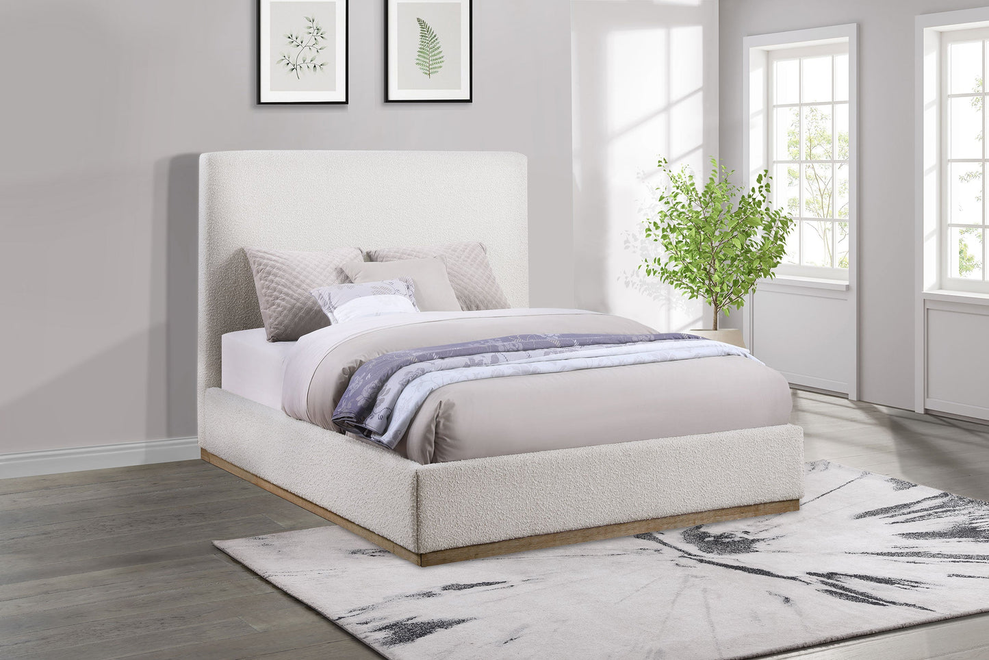 Cama tapizada Knox color crema