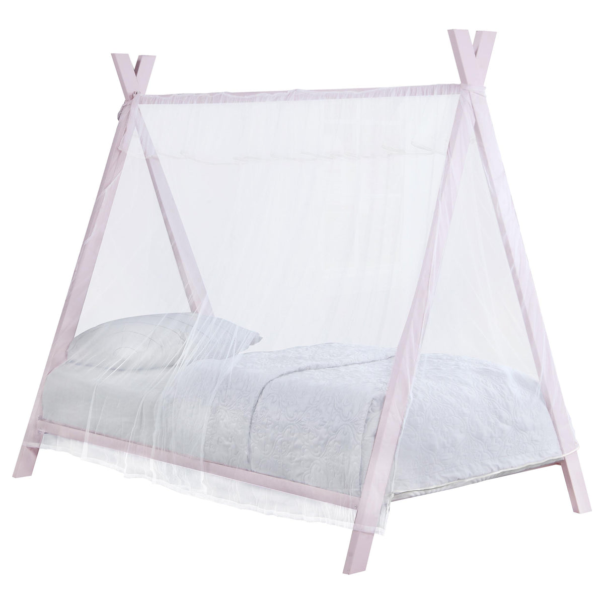 Fultonville Metal Twin Tent Bed with 7-inch Mattress Pink