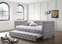 Sofá cama tapizado Mockern con cama nido gris