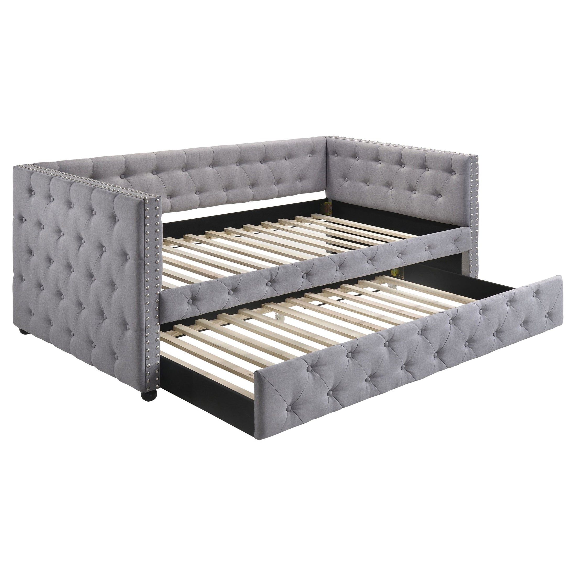 Sofá cama tapizado Mockern con cama nido gris