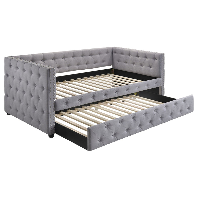 Sofá cama tapizado Mockern con cama nido gris