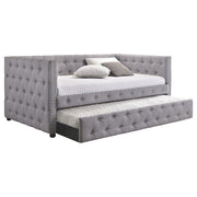 Sofá cama tapizado Mockern con cama nido gris
