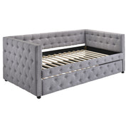 Sofá cama tapizado Mockern con cama nido gris