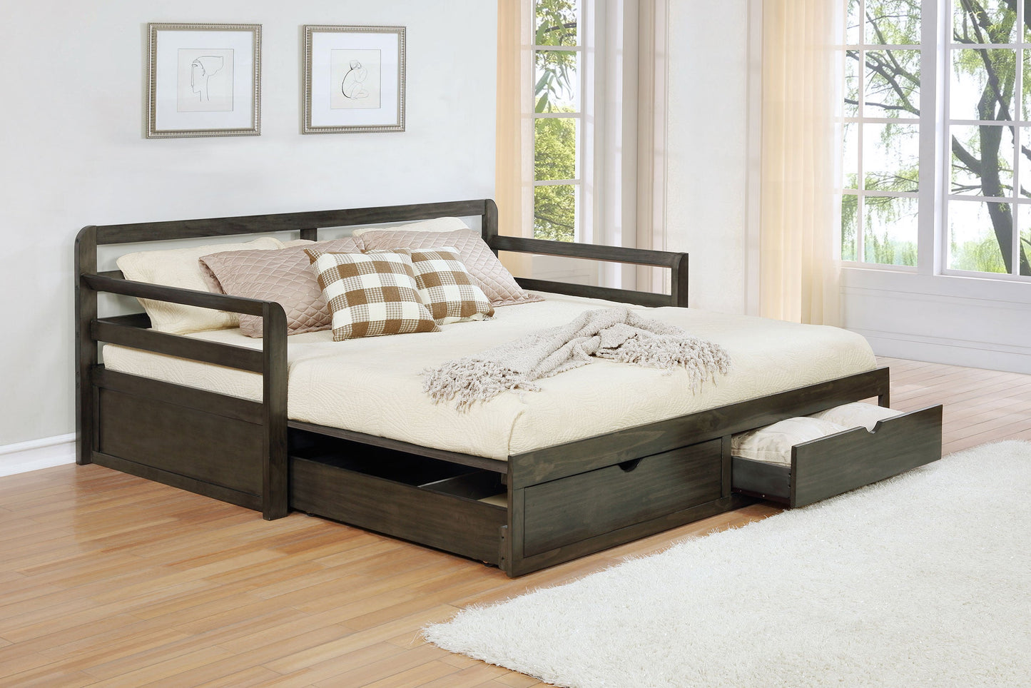 Sorrento 2-drawer XL Daybed with Extension Trundle Grey