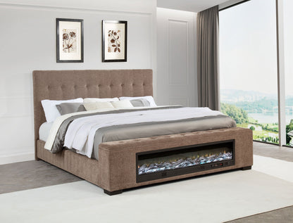 Senna Upholstered  Audio Flame Visualizer Bed Brown